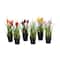 10&#x22; Artificial Tulips in Black Plastic Planters Pots, 6ct.